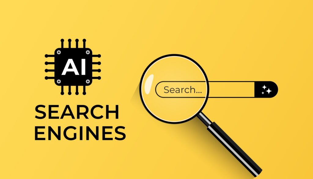 AI search engines vs search engine bar and magnifying glass