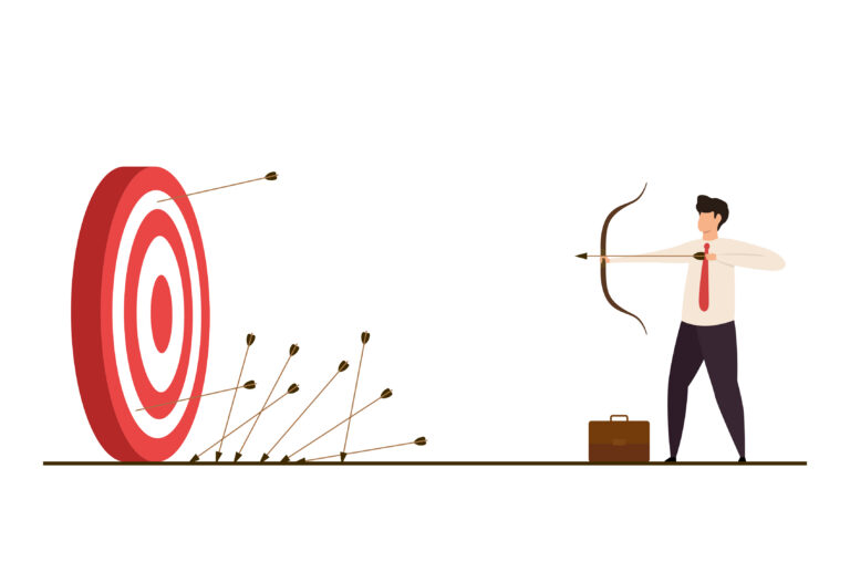 Businessman missing the target