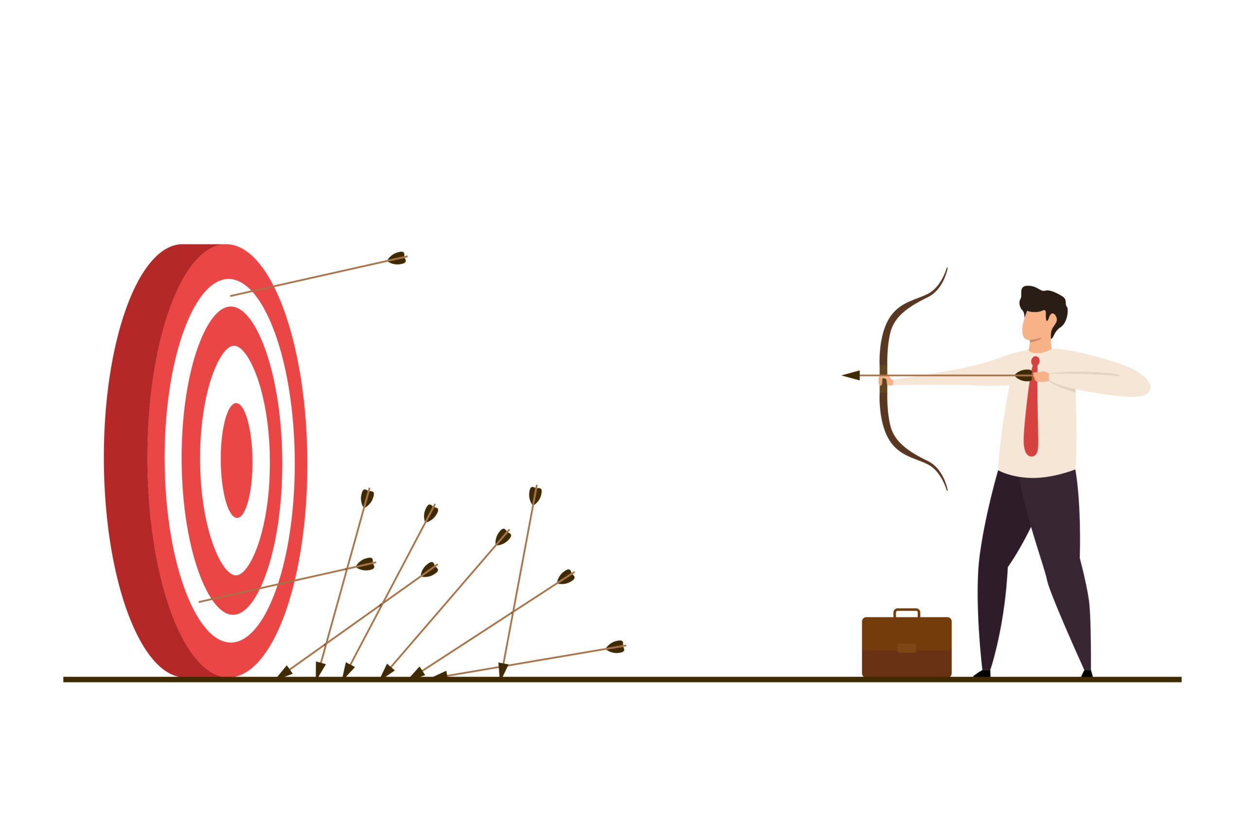 Businessman missing the target