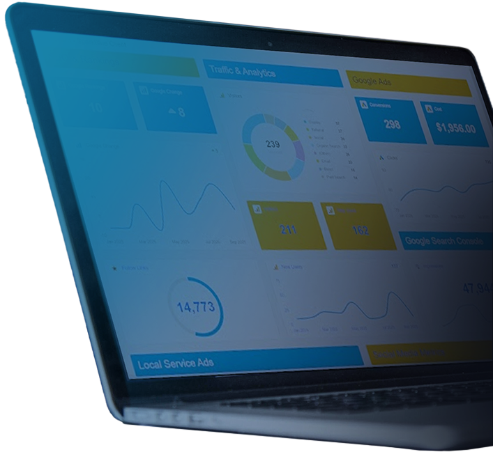 Laptop with SparkBlue dashboard on screen