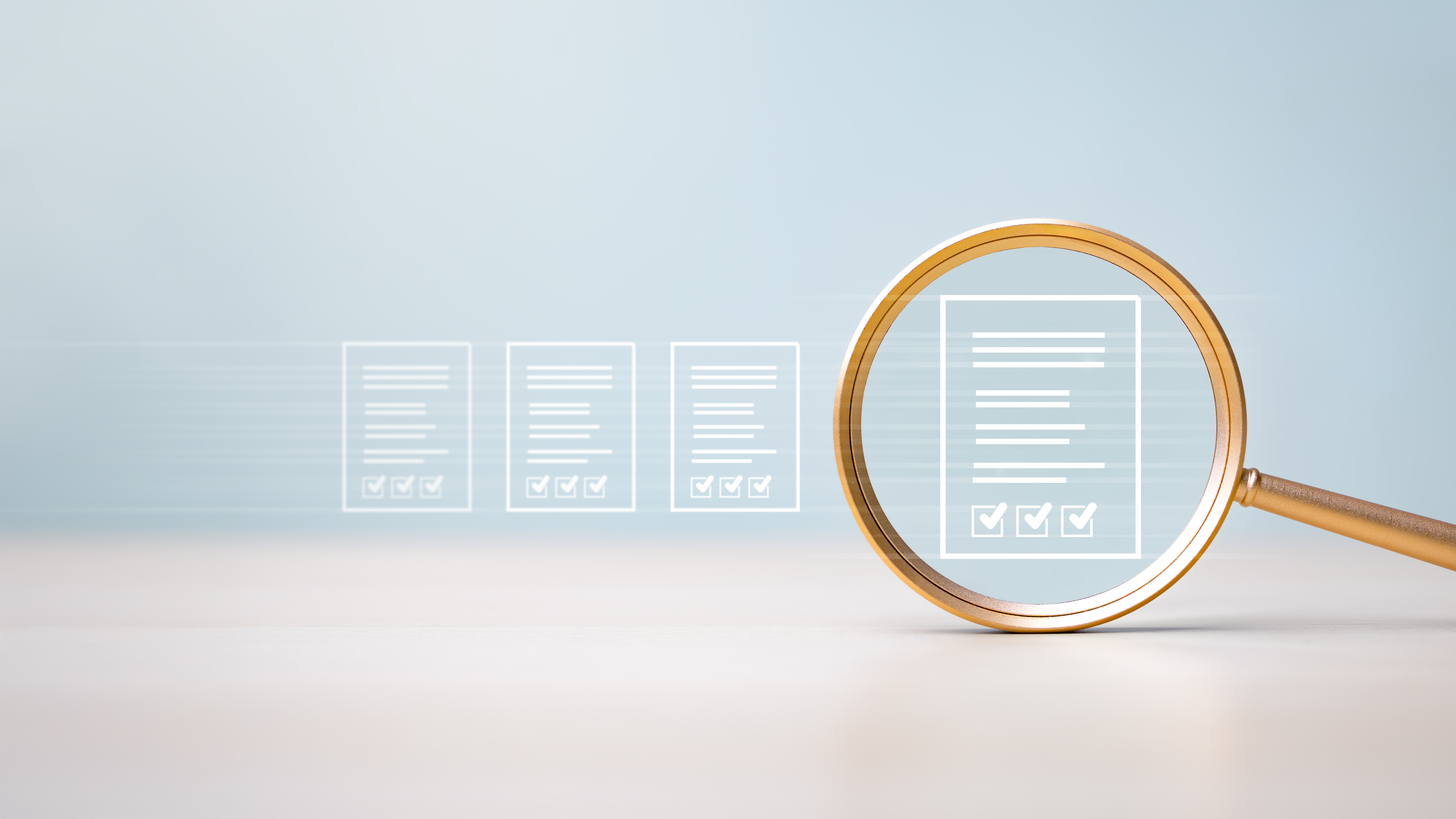 Magnifying glass over document checklist