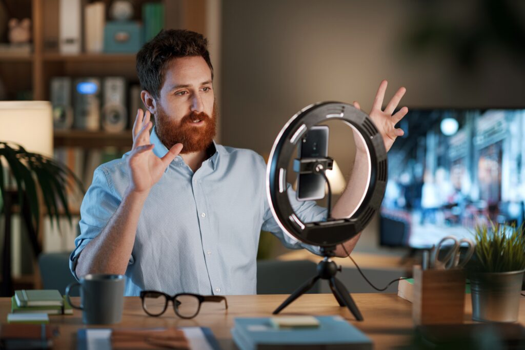 Man filming video for social media