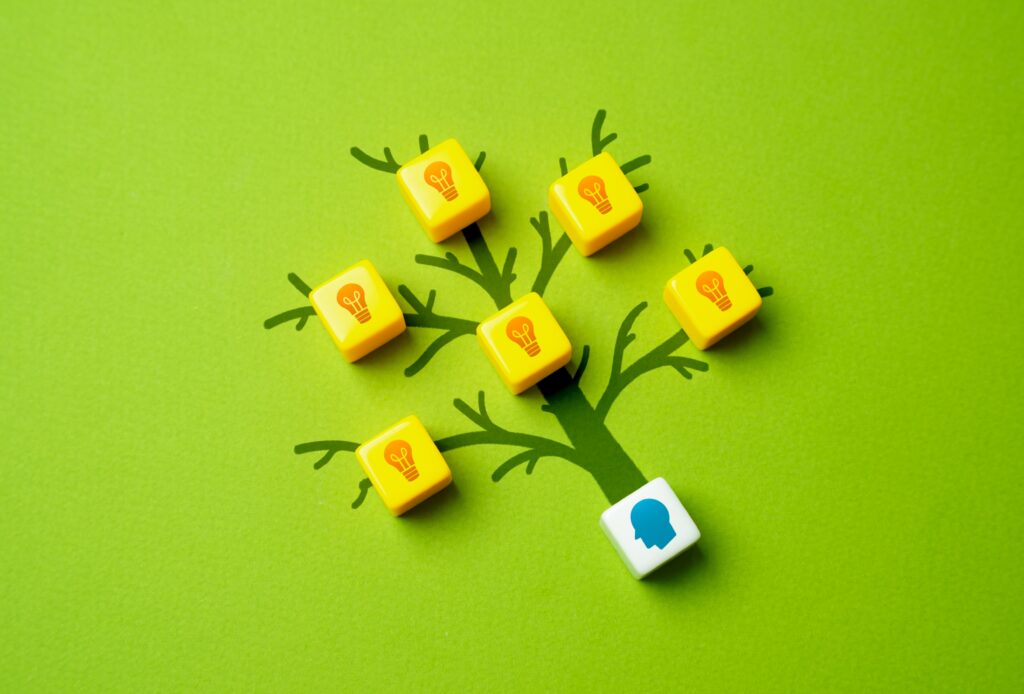 Tree of ideas grows from a persons head